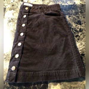 Stylish Brown Button Up Corduroy Skirt
